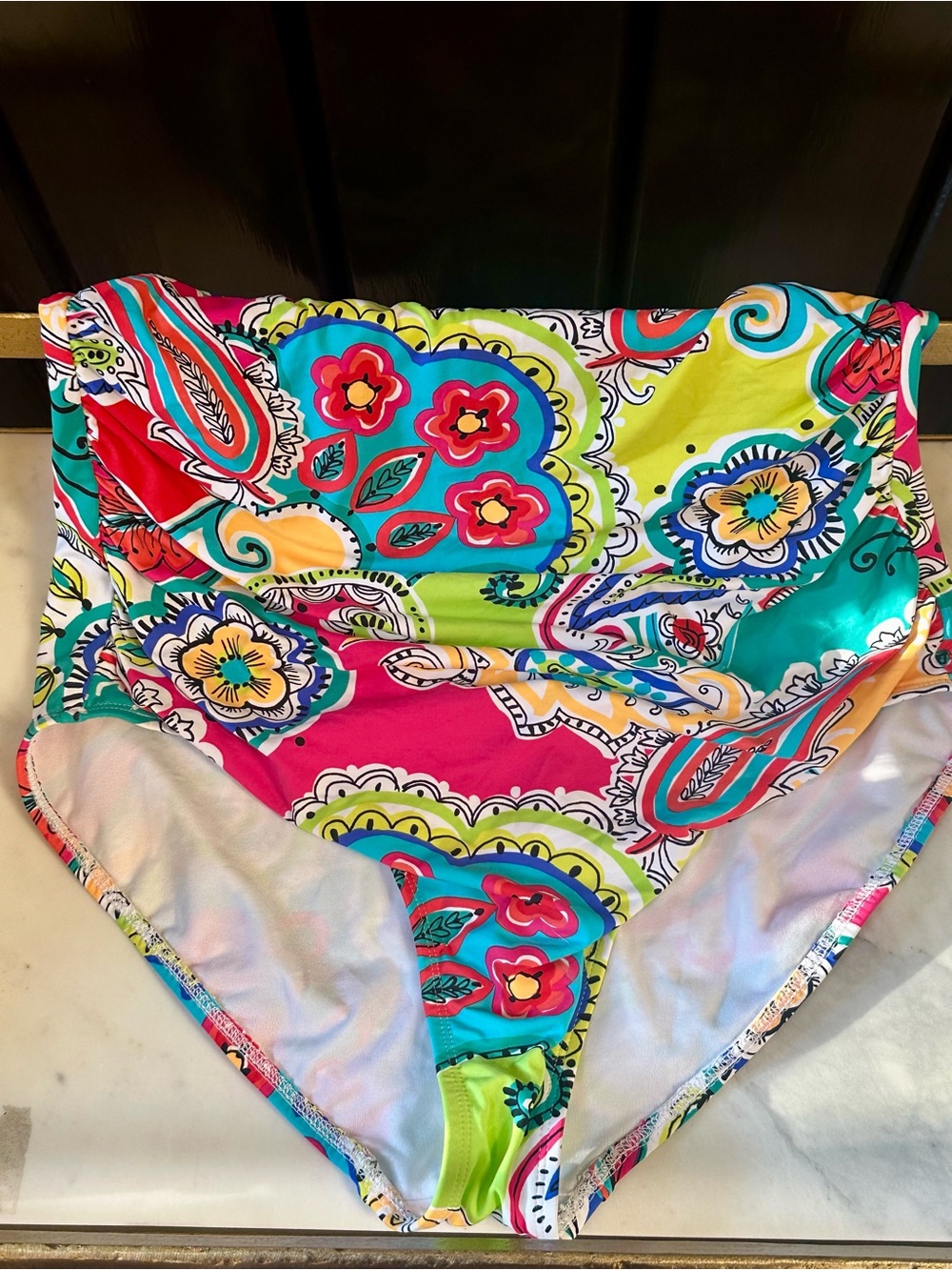 Anne Cole Signature One piece swimwear Multicolor Strapless Ruched Swimsuit 16 - Picture 7 of 9
